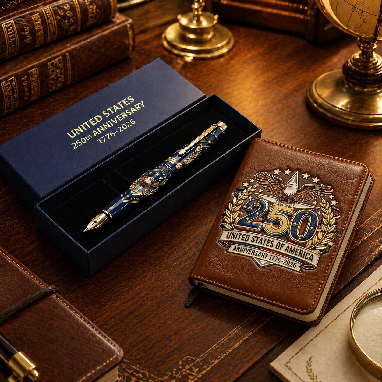 Father's Day gift 一 USA 250th Anniversary Notebook & Pen Set, 1776-2026 Patriotic Gift