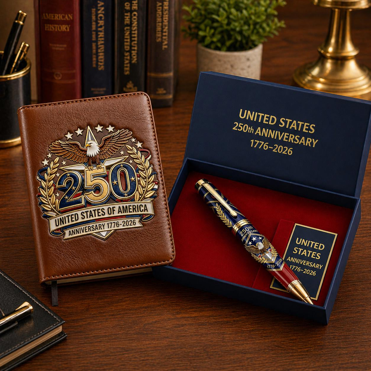 Father's Day gift 一 USA 250th Anniversary Notebook & Pen Set, 1776-2026 Patriotic Gift
