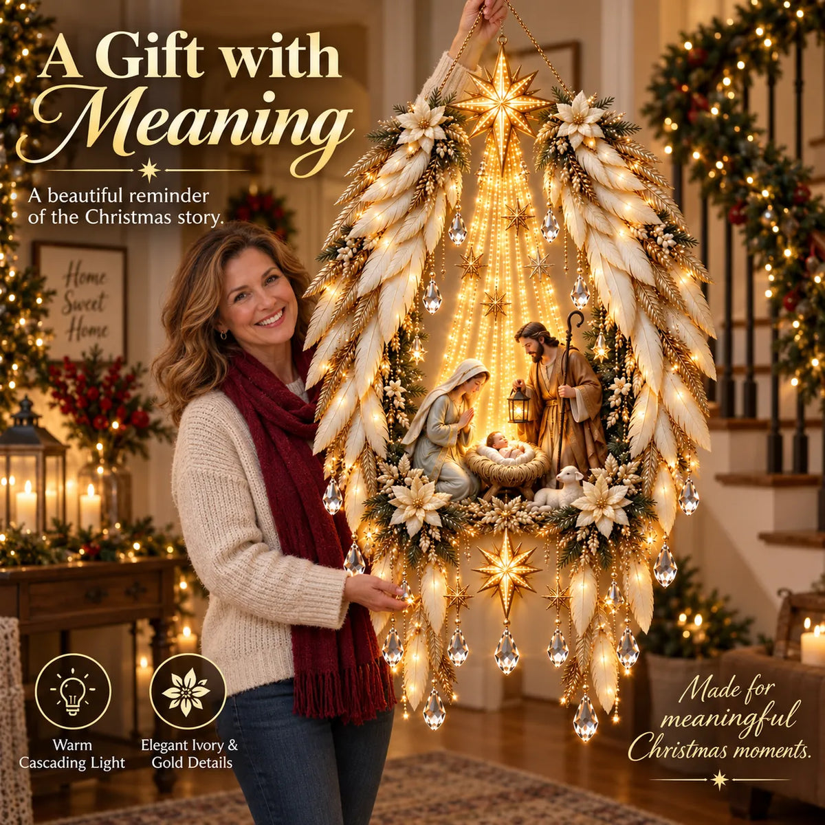 🔥 Last Day 50% OFF-👼 3D Heavenly Angel Wings Nativity Light✨ – Lighted Christmas Wall Decor  ✈️