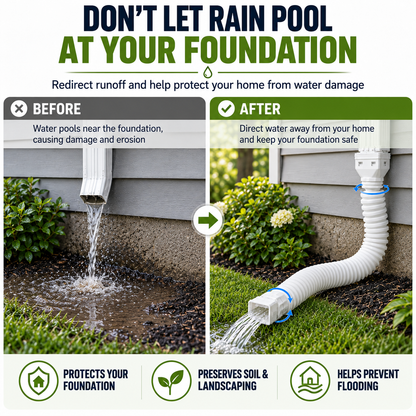 🔥 Last Day 50% OFF-Flexible Rain Gutter Downspout Extension Kit  – Adjustable 22"-63" Drain Pipe with Leaf Filter for Foundation Protection