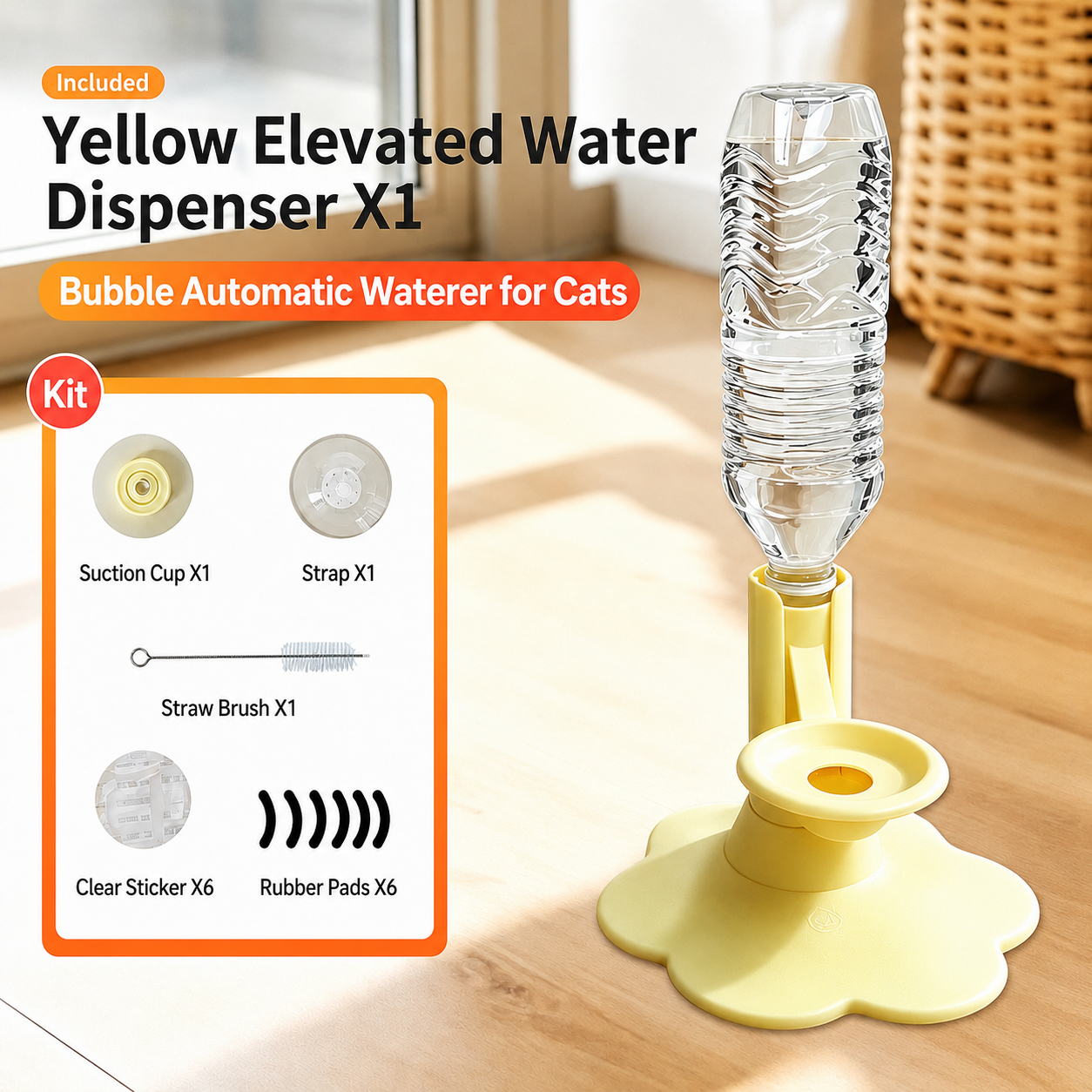 Yellow Gravity Cat Water Dispenser