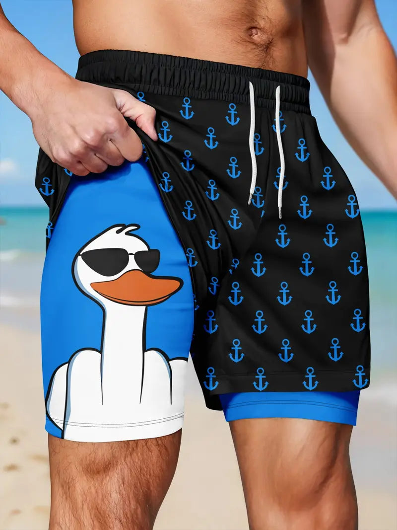 Unisex 2-in-1 Quick-Dry Beach Shorts