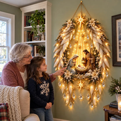 🔥 Last Day 50% OFF-👼 3D Heavenly Angel Wings Nativity Light✨ – Lighted Christmas Wall Decor  ✈️
