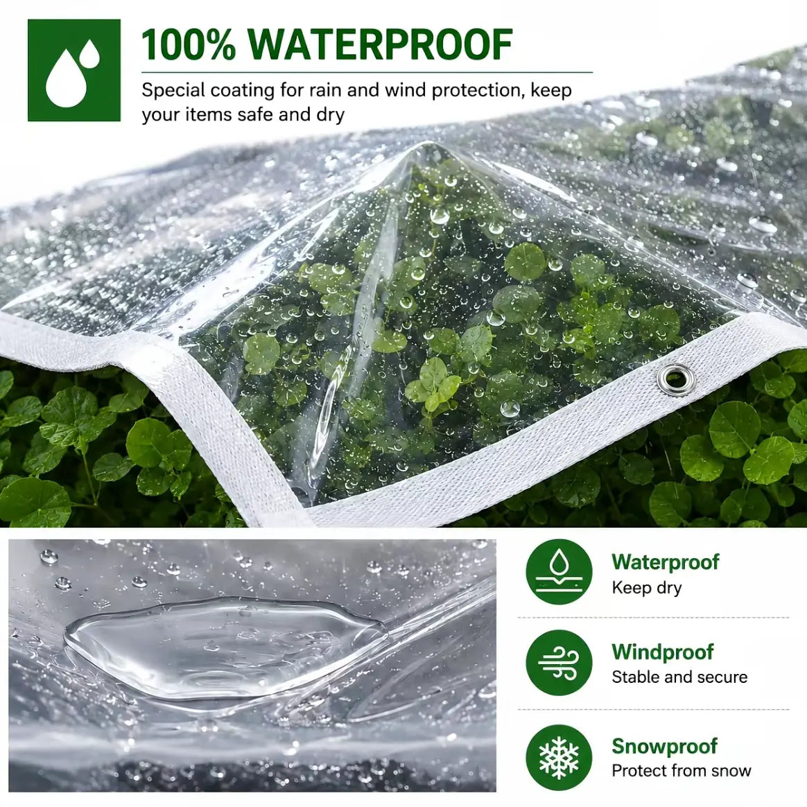 ✨Last Day 50% OFF✨ Transparent Waterproof Tarp – Heavy-Duty Outdoor Cover with Secure Grommets