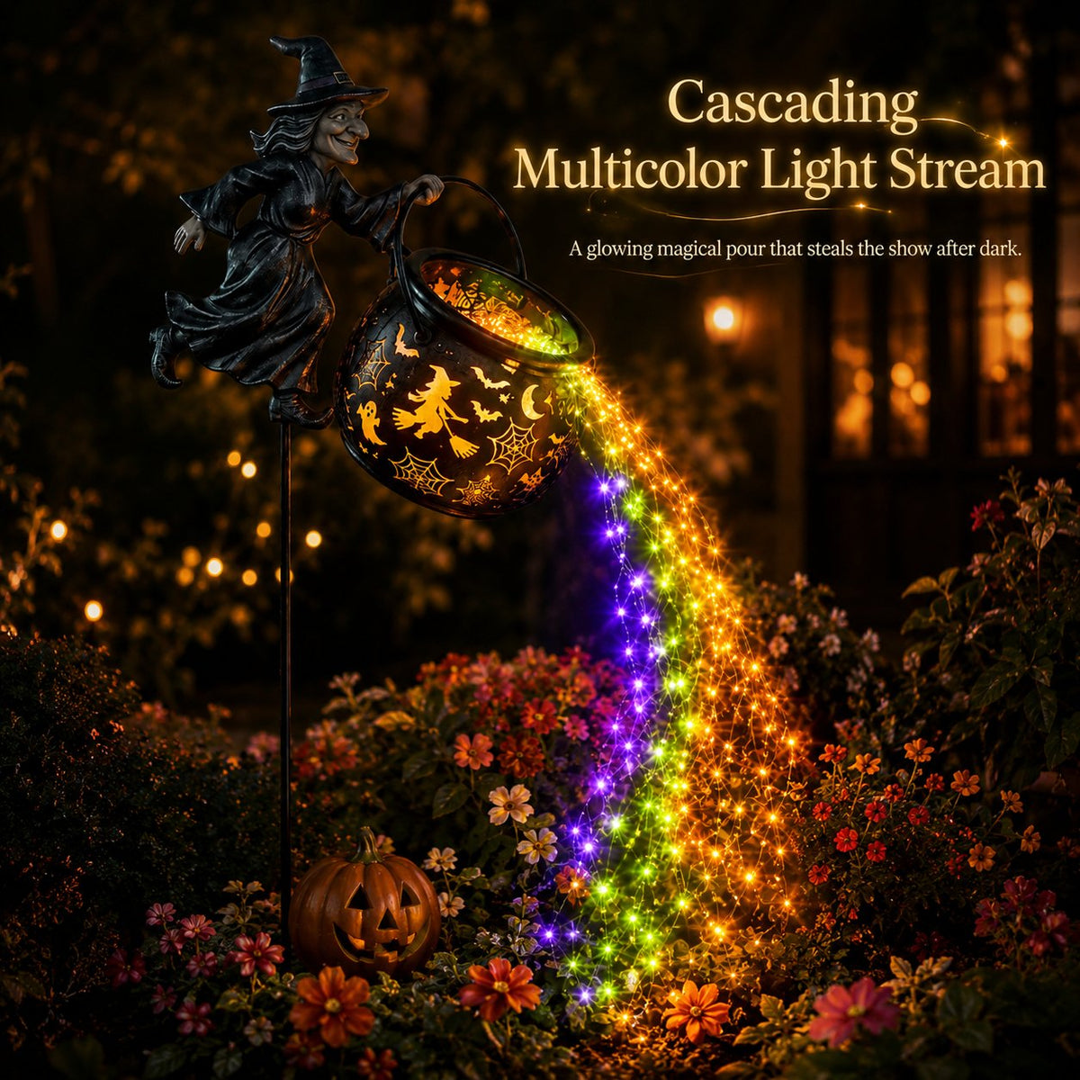 🔥Free shipping-Last Day 49% OFF🎃Halloween Witch Cauldron Garden Light