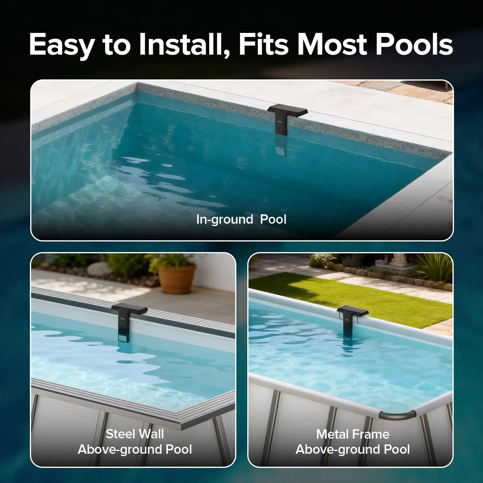 SANSI Solar Pool Light – 20 RGB Colors, IP68 Waterproof, Magnetic Mount