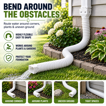 🔥 Last Day 50% OFF-Flexible Rain Gutter Downspout Extension Kit  – Adjustable 22"-63" Drain Pipe with Leaf Filter for Foundation Protection