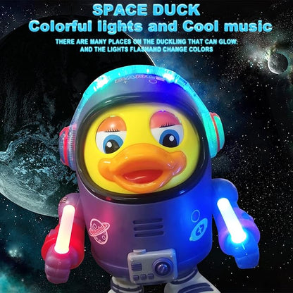 Electric Space Duck: Interactive Walking & Dancing Toy with Dazzling Lights and Fun Sounds for Toddlers