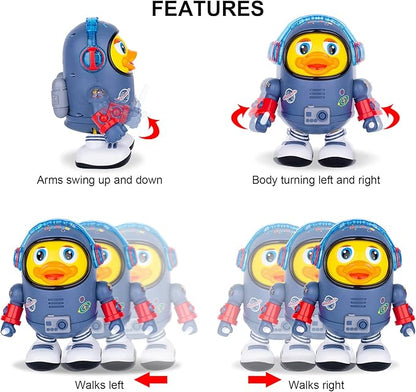 Electric Space Duck: Interactive Walking & Dancing Toy with Dazzling Lights and Fun Sounds for Toddlers