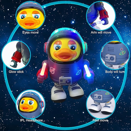 Electric Space Duck: Interactive Walking & Dancing Toy with Dazzling Lights and Fun Sounds for Toddlers
