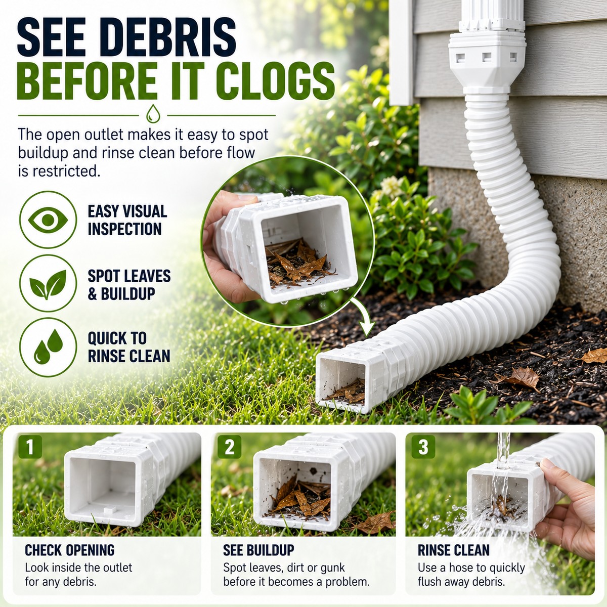 🔥 Last Day 50% OFF-Flexible Rain Gutter Downspout Extension Kit  – Adjustable 22"-63" Drain Pipe with Leaf Filter for Foundation Protection