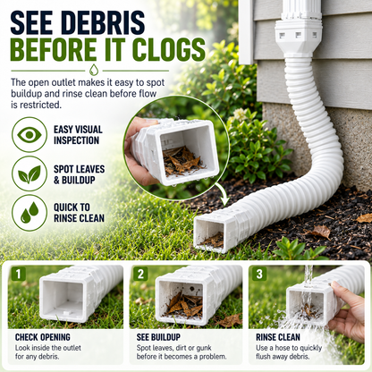 🔥 Last Day 50% OFF-Flexible Rain Gutter Downspout Extension Kit  – Adjustable 22"-63" Drain Pipe with Leaf Filter for Foundation Protection