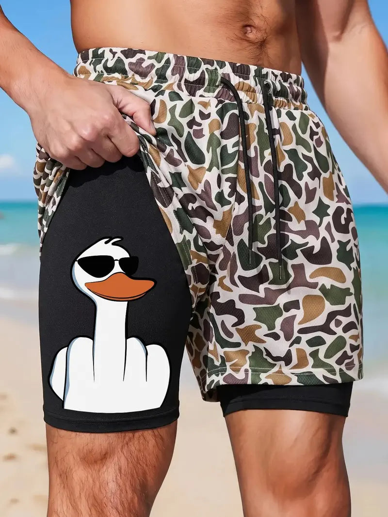 Unisex 2-in-1 Quick-Dry Beach Shorts