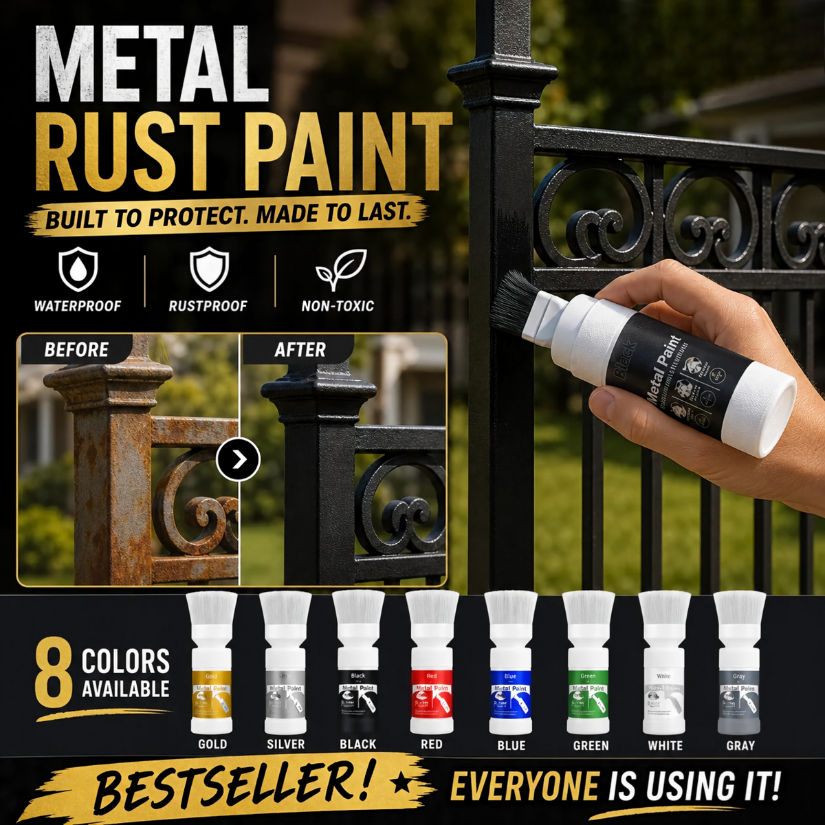 ⏳Time-Limited Special⏰Refresh paint surfaces in one simple spray!✨🏠Water-Based Metallic Silver Paint with Built-in Brush💥👍