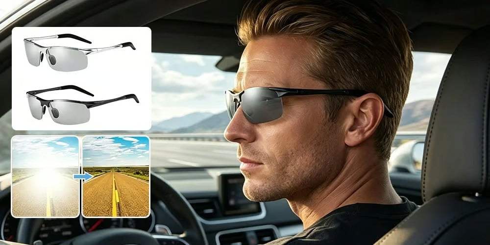 Photochromic Sunglasses with Anti-glare Polarized Lens
