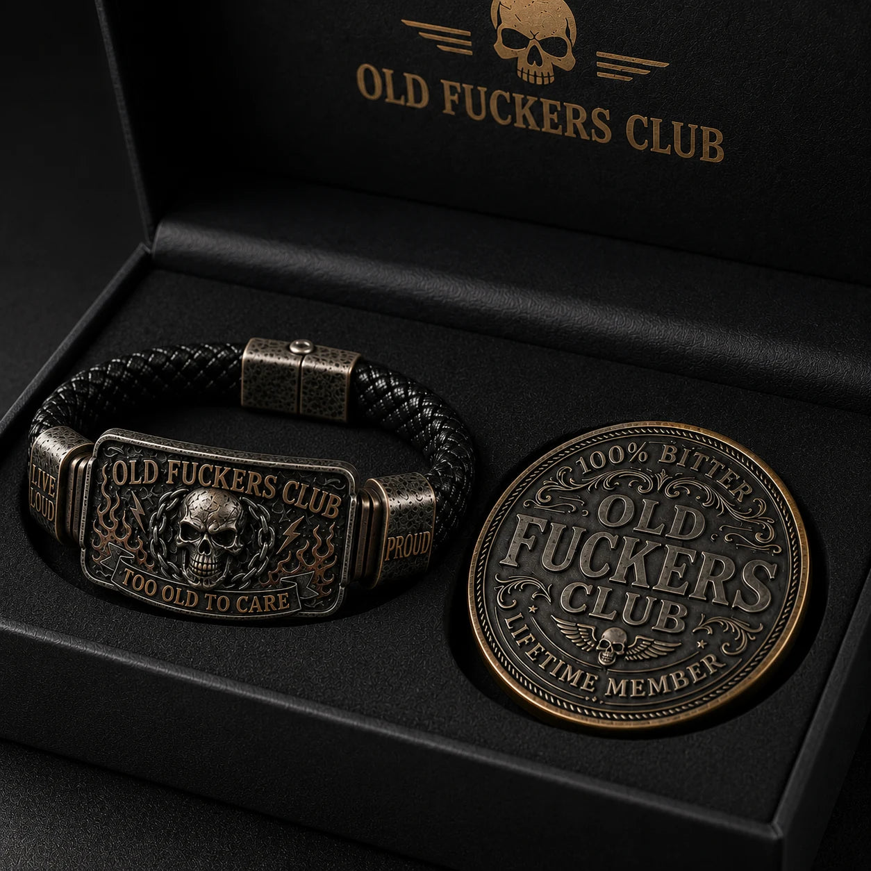 🔥 Limited-Time Sale-Old Guys Club Bracelet and Coin Set Gift Box